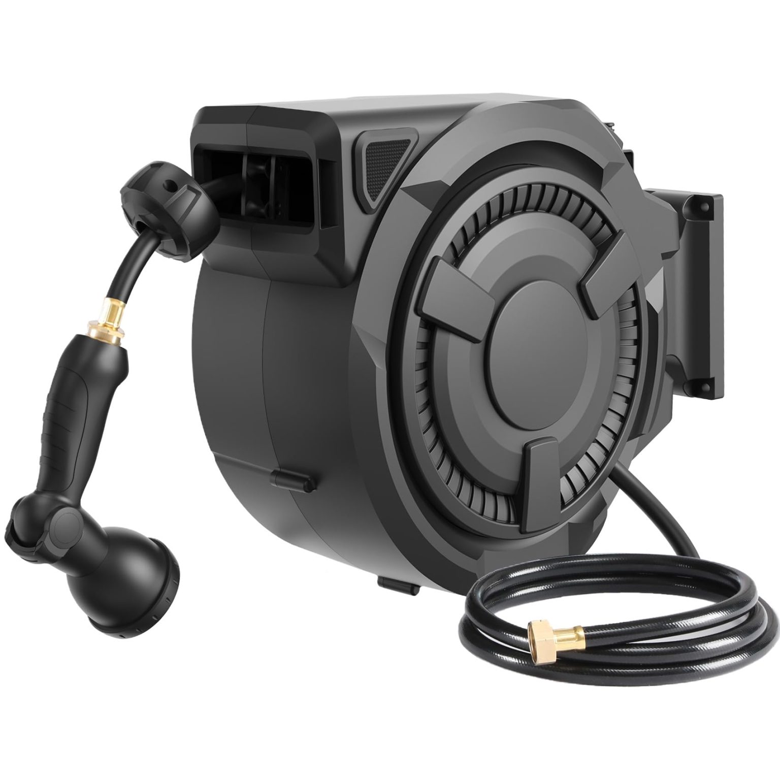 ZenVora 100 ft Wall Mounted Garden Hose Reel, 1/2 Inch Hose with 180° Swivel