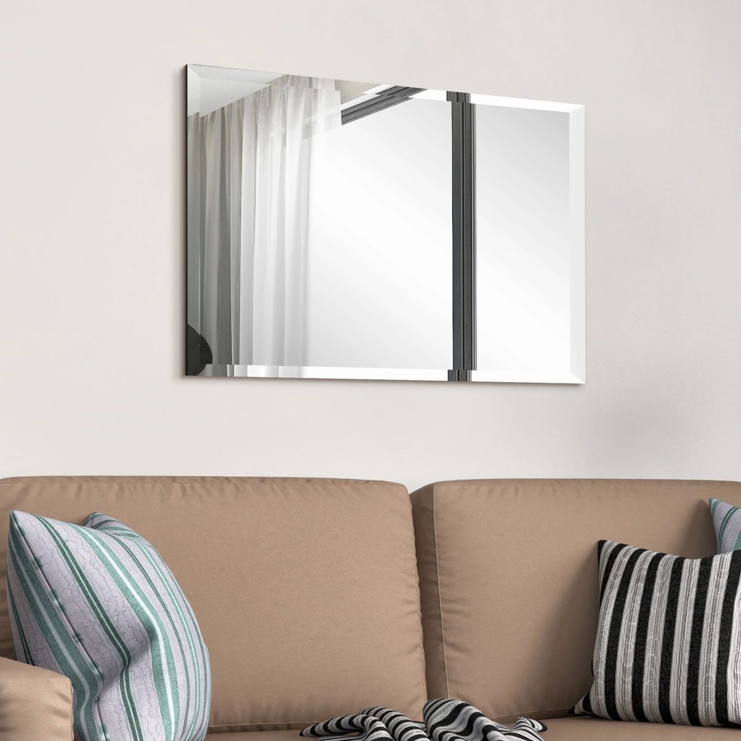 ZenVora Frameless Beveled Prism Wall Mirror, Clear Square or Rectangular Decorative Mirror for Bathroom, Bedroom and Home Decor