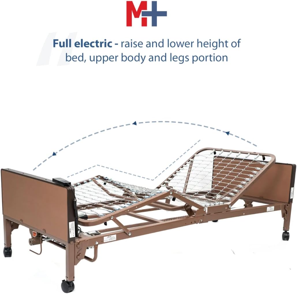 ZenVora Fully Electric Hospital Bed with Foam Mattress and Half Rails