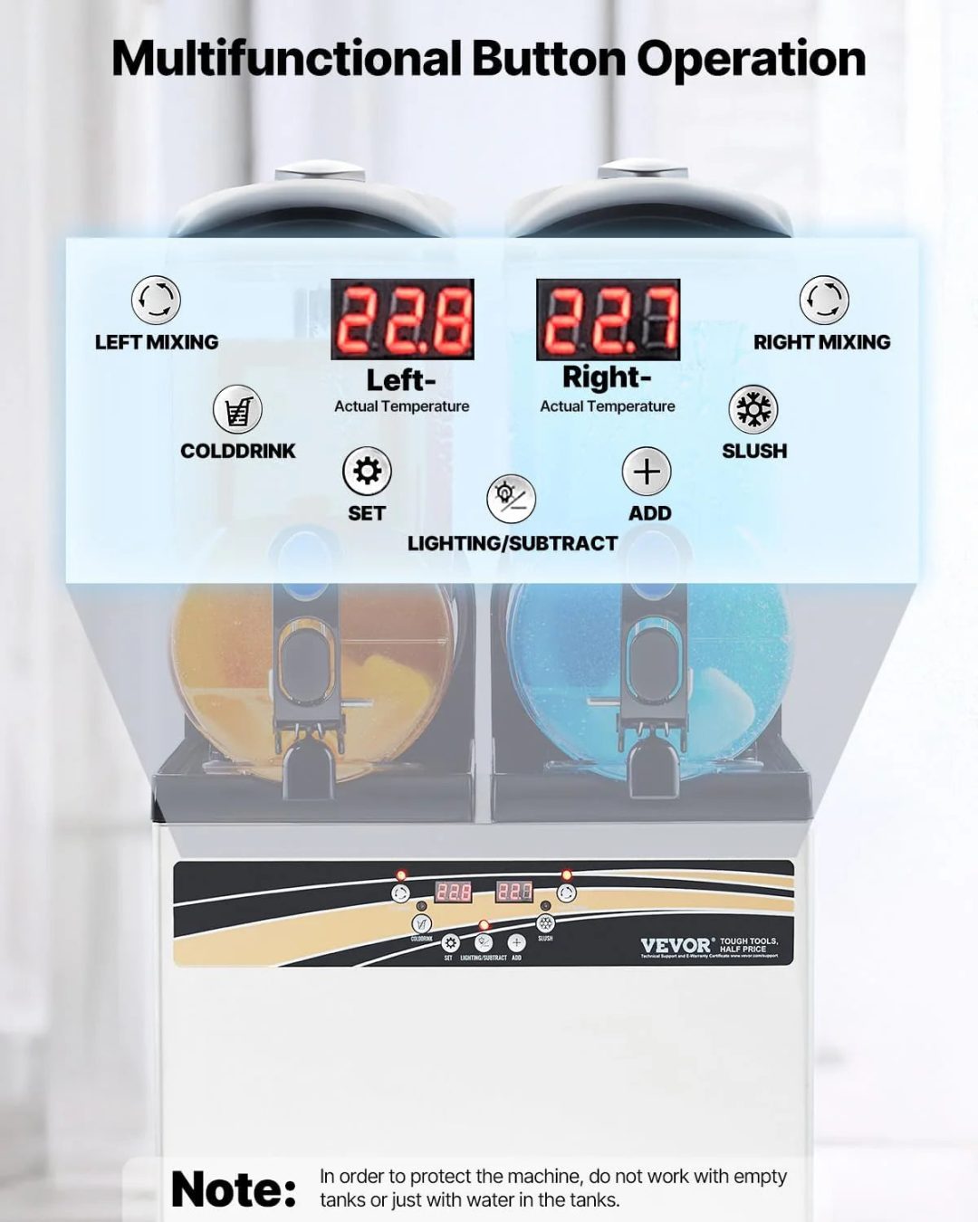 ZenVora 15L x 2 Double-Tank Commercial Slushy Machine, Stainless Steel, Frozen Drink Machine