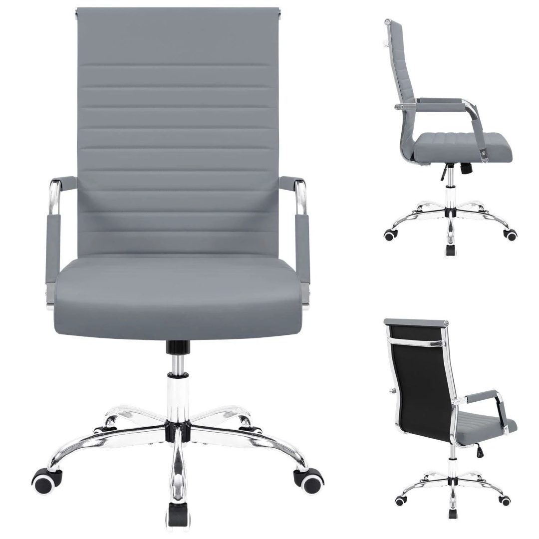 ZenVora Ergonomic Ribbed Office Chair, Modern Computer Desk Chair with Comfortable Upholstered Seat for Home and Office