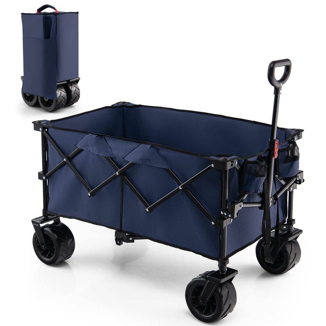 ZenVora Collapsible Folding Wagon – Heavy Duty Utility Cart with Adjustable Handle
