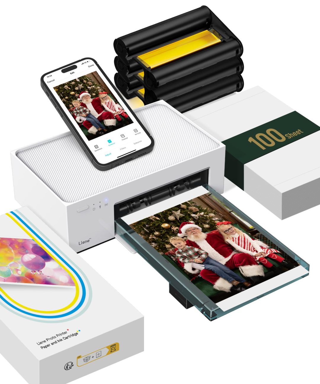 ZenVora 46-Photo Printer with Wi-Fi, 100 Sheets, Thermal Dye-Sublimation, Compatible with iPhone and Android
