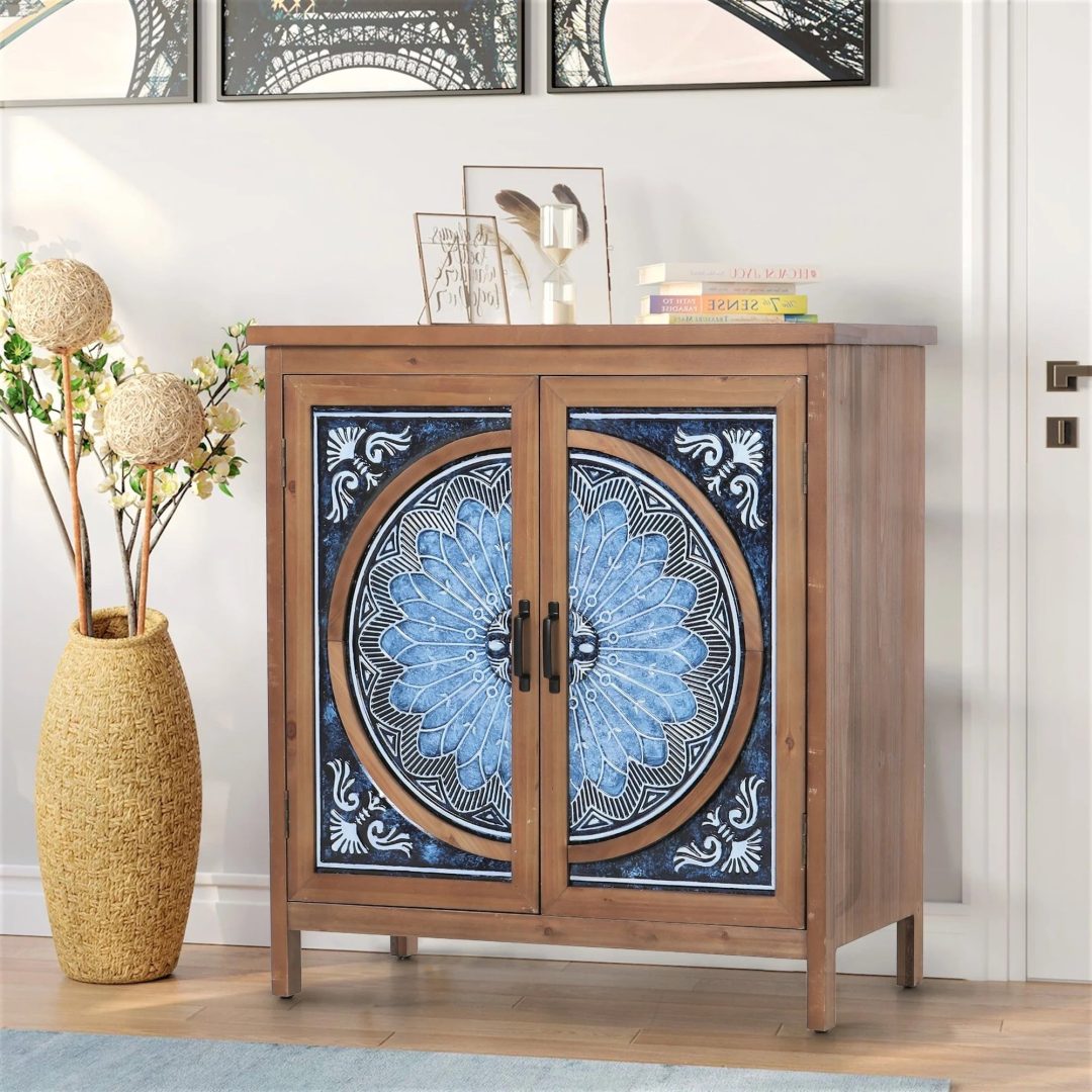ZenVora Vintage Storage Accent Cabinet, Small Sideboard Buffet Cabinet for Bedroom, Living Room and Entryway