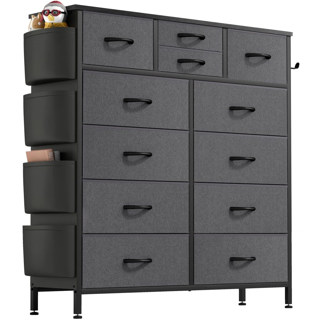 ZenVora 12 Drawer Fabric Dresser, Tall Bedroom Chest of Drawers with Storage