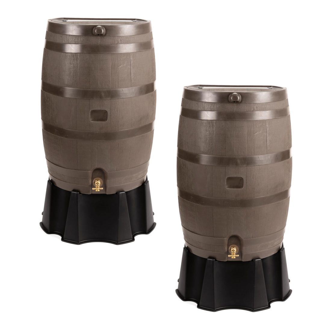 ZenVora 50 Gallon Rain Barrel with Brass Spigot, Large Outdoor Rainwater Collection and Storage Container for Garden
