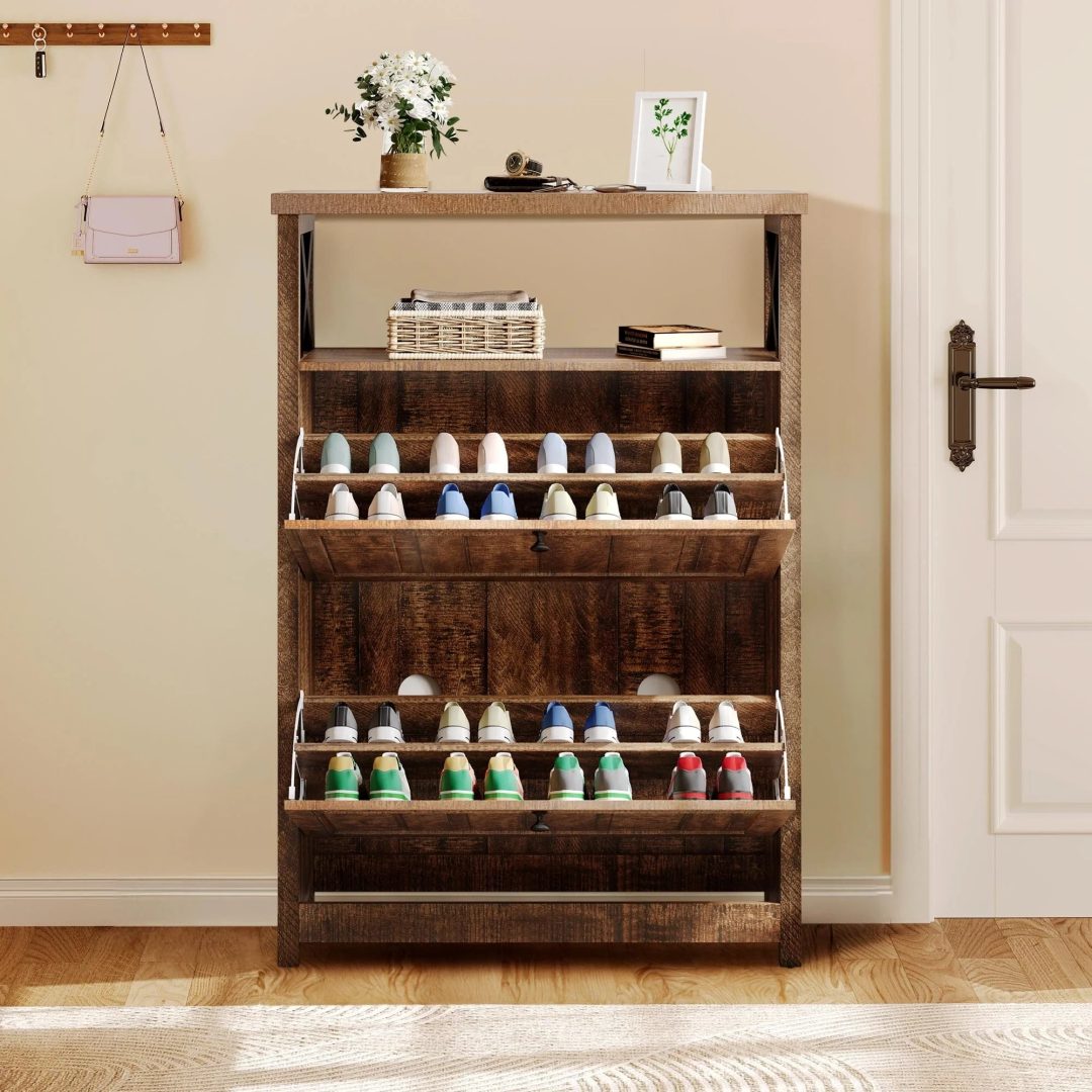 Shoe Storage Cabinet Organizer with 2 Compartments, Entryway and Hallway Shoe Cabinet