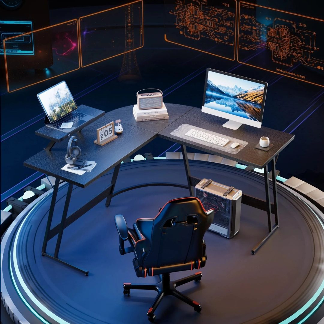 ZenVora L-Shaped Gaming Desk, Computer Corner Desk and Office Writing Desk for Home