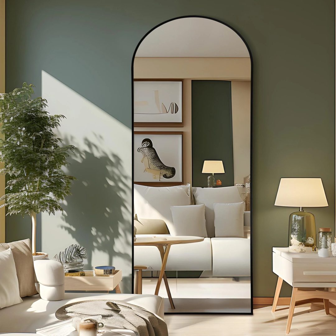 ZenVora Arched Full Length Floor Mirror, Large Full Body Standing and Wall Mounted Mirror for Bedroom, Living Room and Home Decor