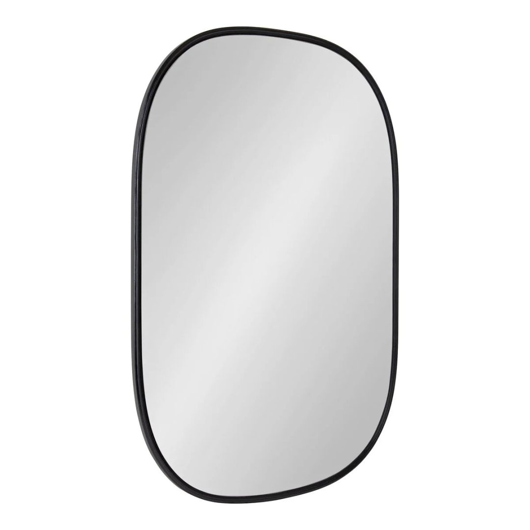 Modern Capsule Framed Wall Mirror, Decorative Oval Accent Mirror for Living Room, Bedroom and Entryway