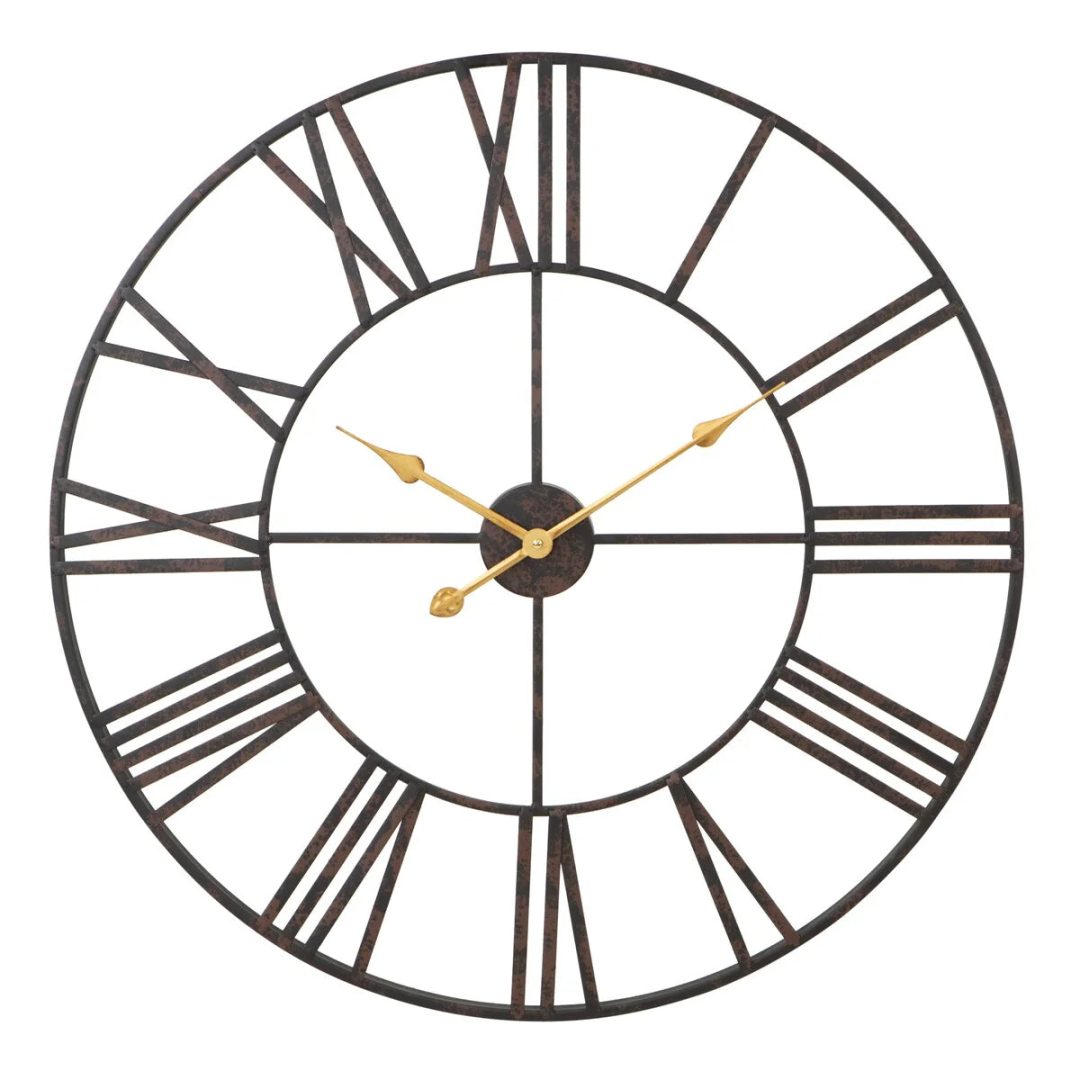 ZenVora Modern Round Metal Wall Clock, Decorative Circular Hanging Clock for Living Room, Bedroom and Office