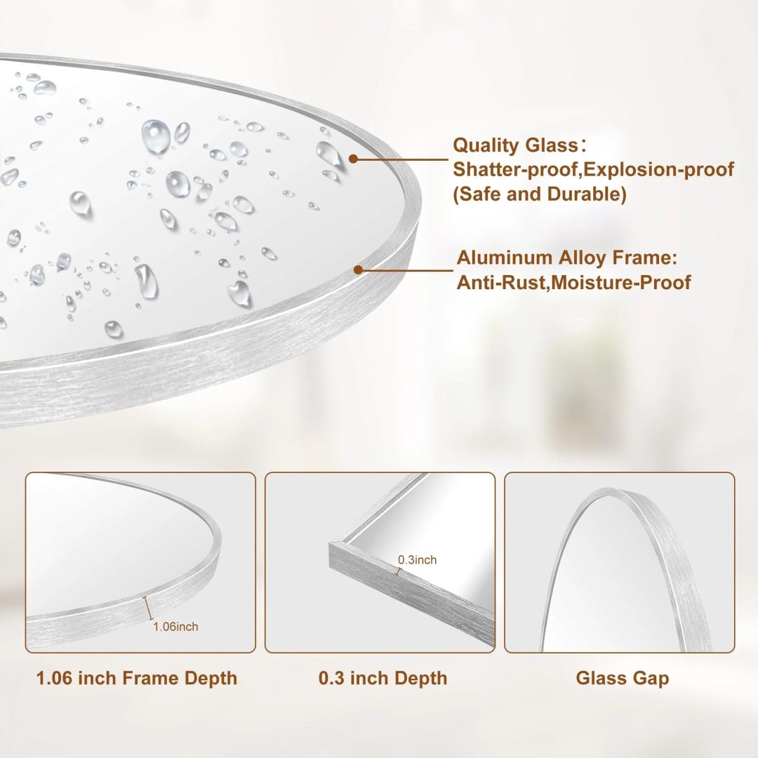 ZenVora Modern Arched Full Length Floor Mirror, Aluminum Alloy Frame Standing Full Body Mirror
