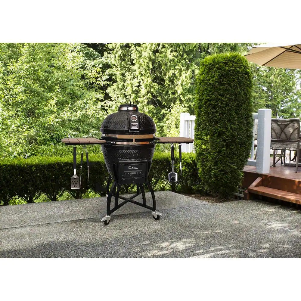 ZenVora 22-Inch Kamado-Style Ceramic Charcoal Grill with Grill Cover