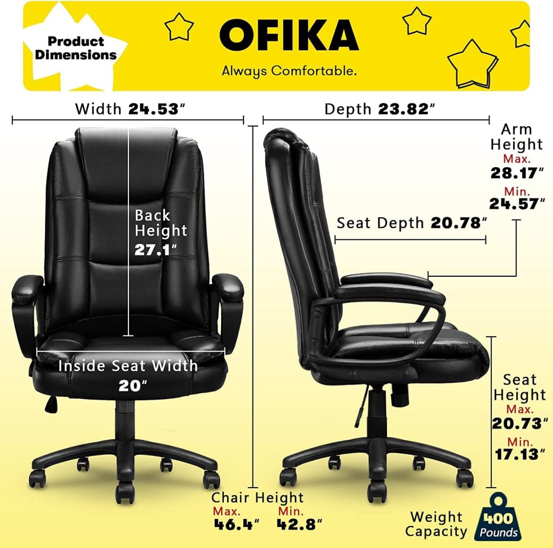 ZenVora 400 LBS Big and Tall Office Chair, Heavy Duty Ergonomic Computer Desk Chair for Home Office and Workspace