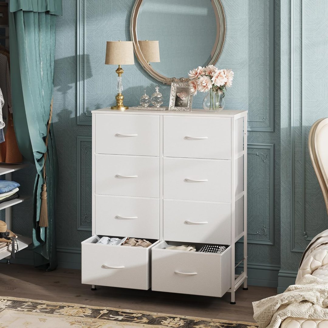 ZenVora Tall Fabric Dresser with 8 Drawers, Bedroom Storage Chest and Clothing Organizer for Home and Closet