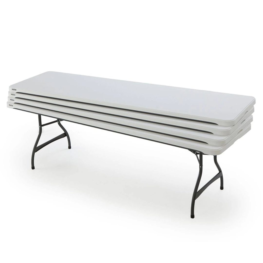 ZenVora 4-Pack Commercial 8-Ft. Folding Tables, Stacking, White