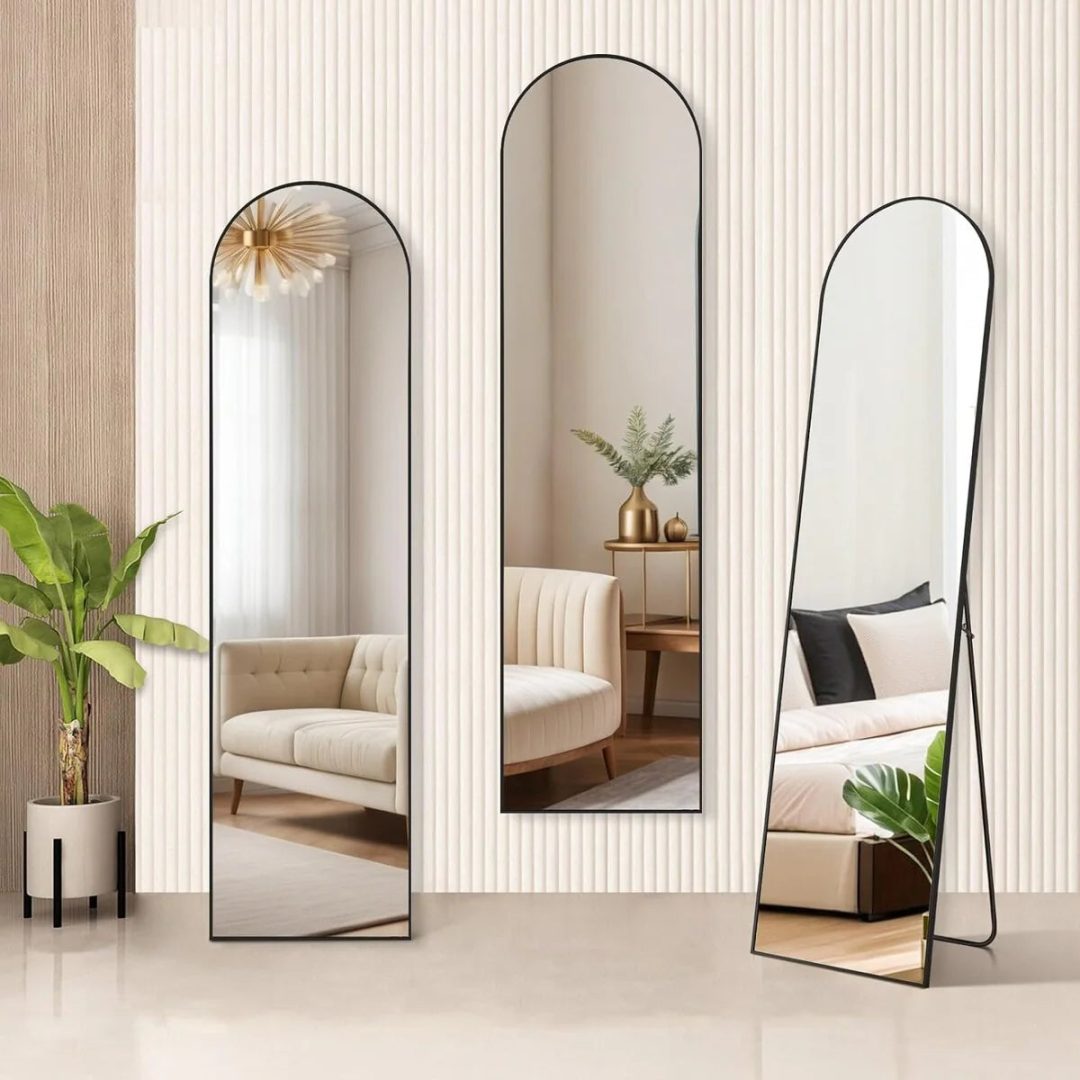 ZenVora Full Length Mirror with Stand, Aluminum Alloy Frame Full Body Floor Mirror for Bedroom and Cloakroom