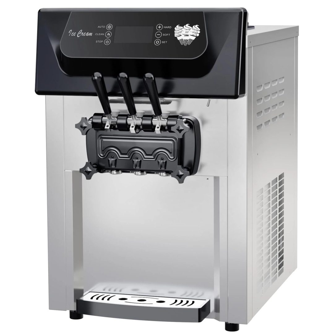 ZenVora 2200W 3-Flavor Soft Serve Ice Cream Machine, 5.3–7.4 Gal/Hr, LCD Touch Screen, Automatic Cleaning
