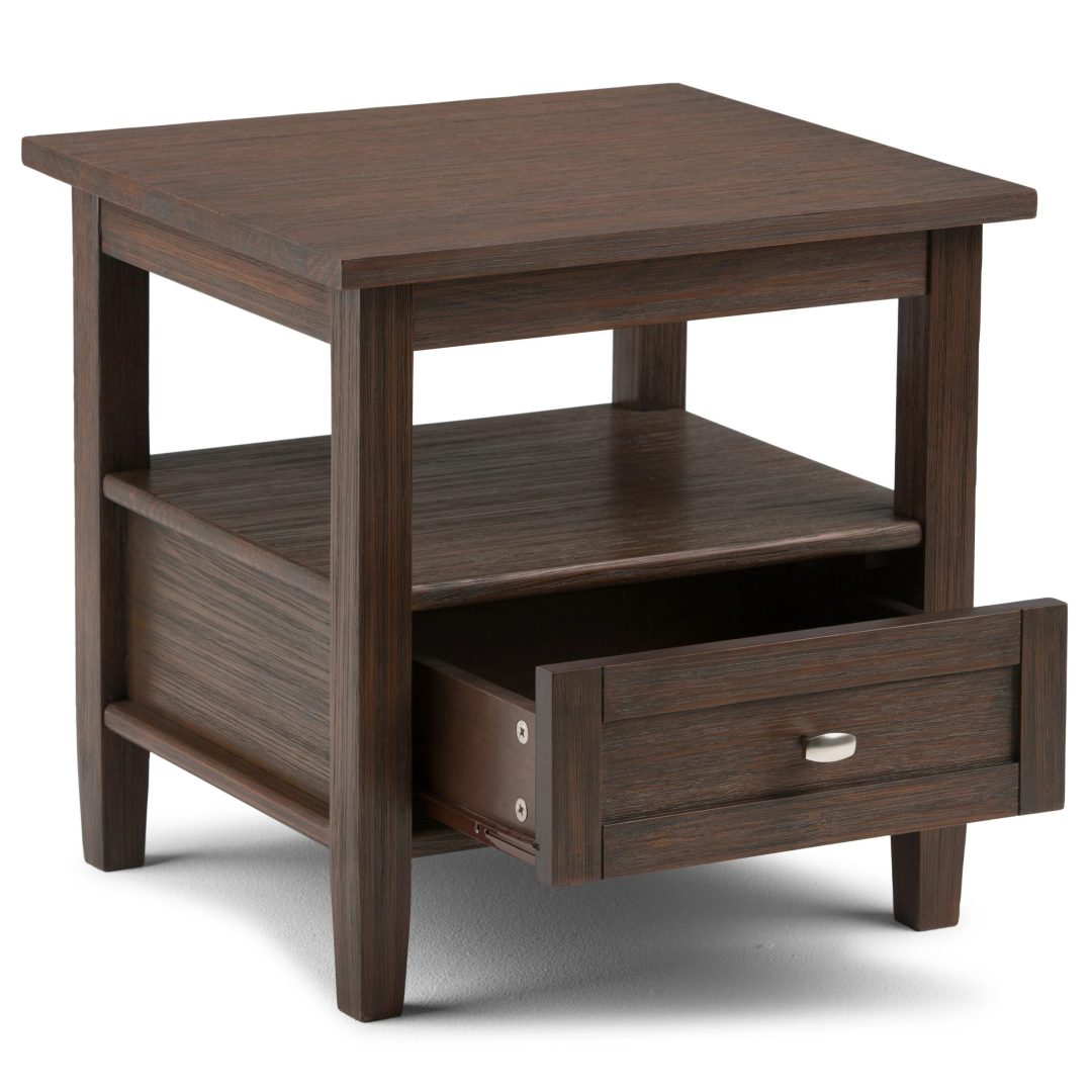 ZenVora 20 Inch Wide Solid Wood Rectangle End Table, Transitional Side Table
