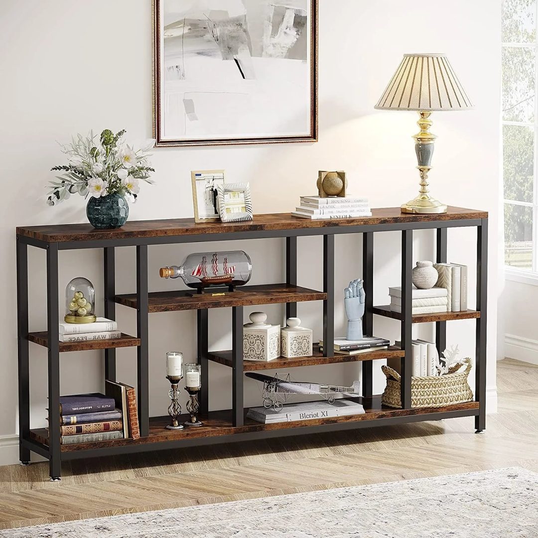 ZenVora 70.9 Inch Console Sofa Table with Storage, 3-Tier Entryway Table for Hallway