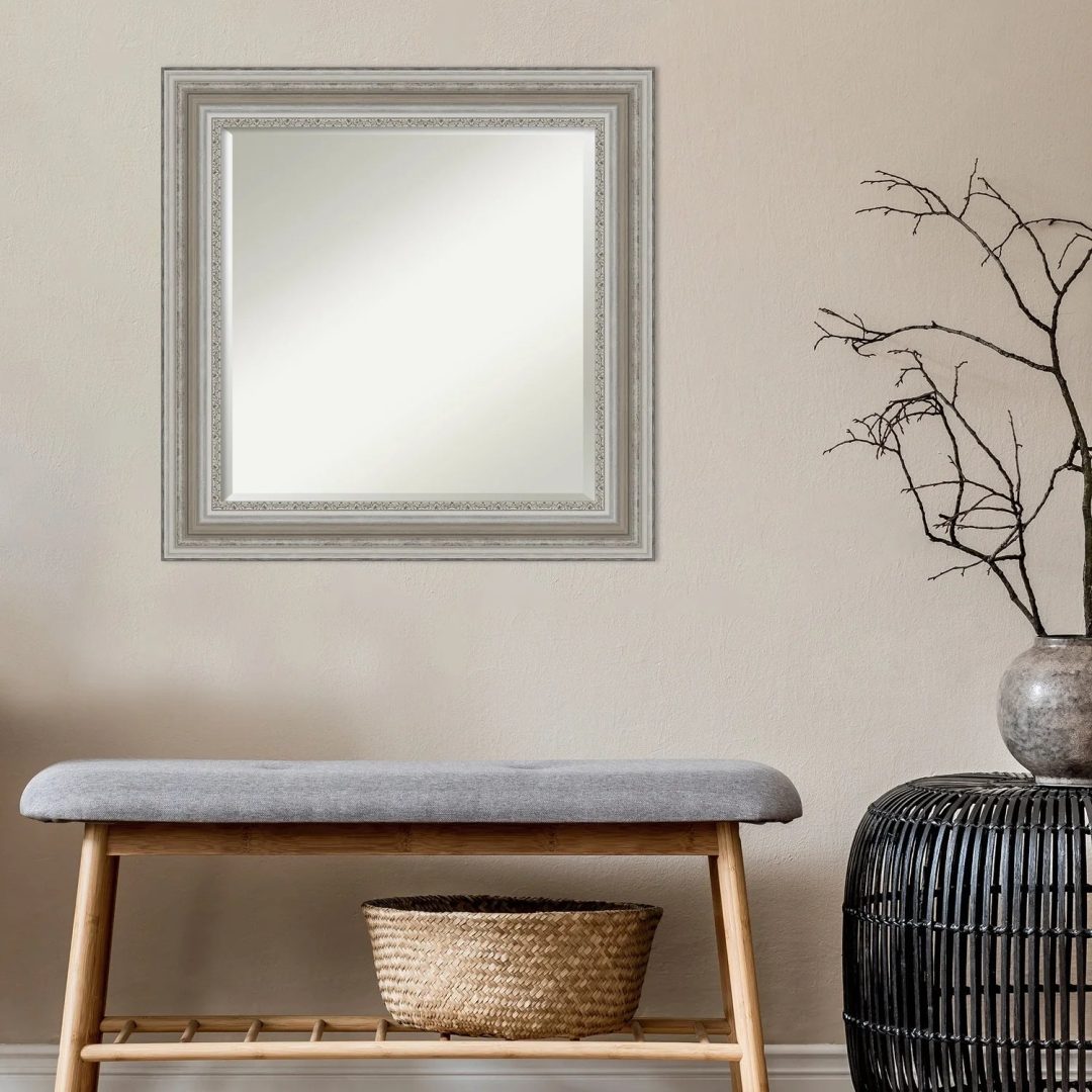 ZenVora Beveled Bathroom Wall Mirror, Silver Frame Decorative Vanity Mirror for Bathroom, Bedroom and Entryway