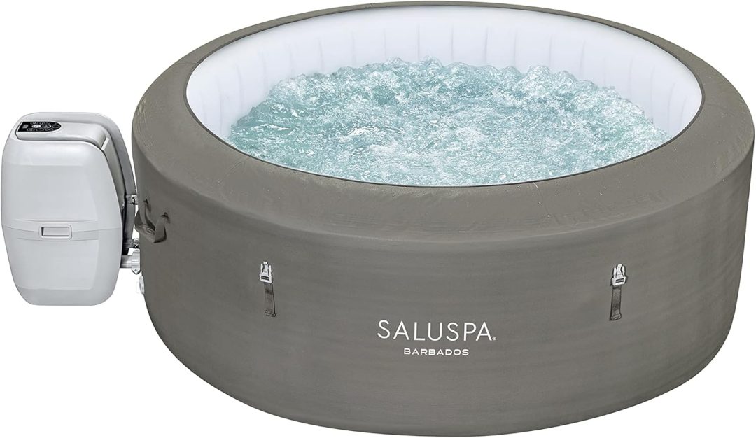ZenVora 71 x 26-Inch Inflatable Hot Tub Spa for 2-4 Persons, Portable, with 2 Covers, Black