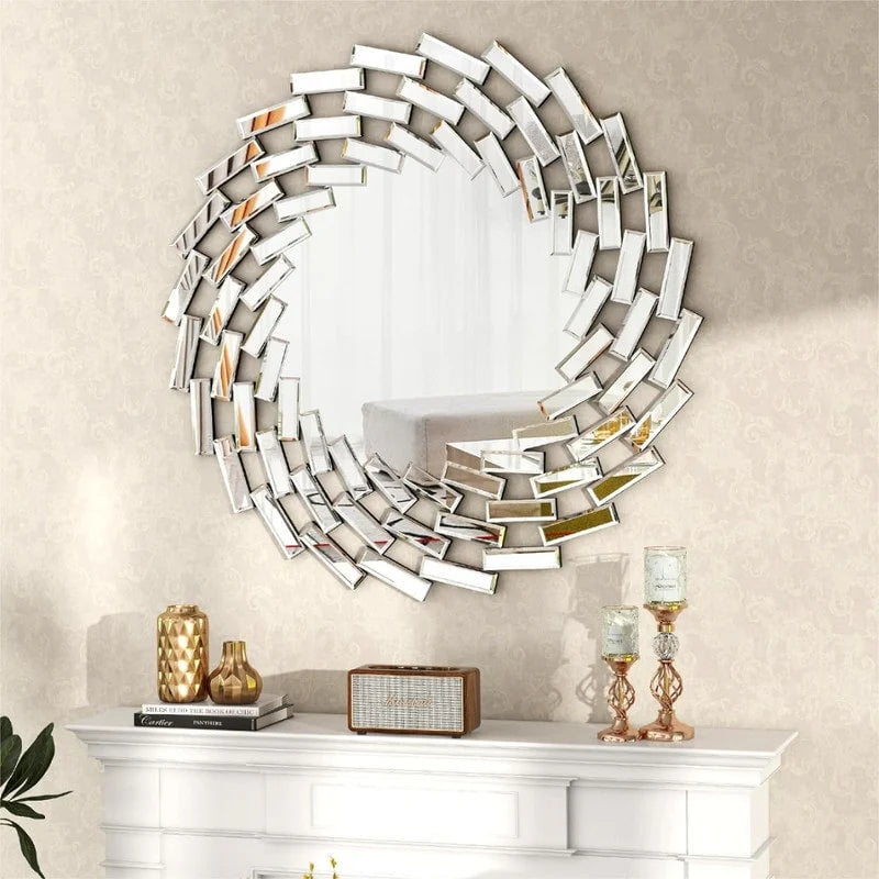ZenVora Round Sunburst Wall Mirror, Decorative Accent Mirror for Living Room, Bedroom and Entryway Home Decor