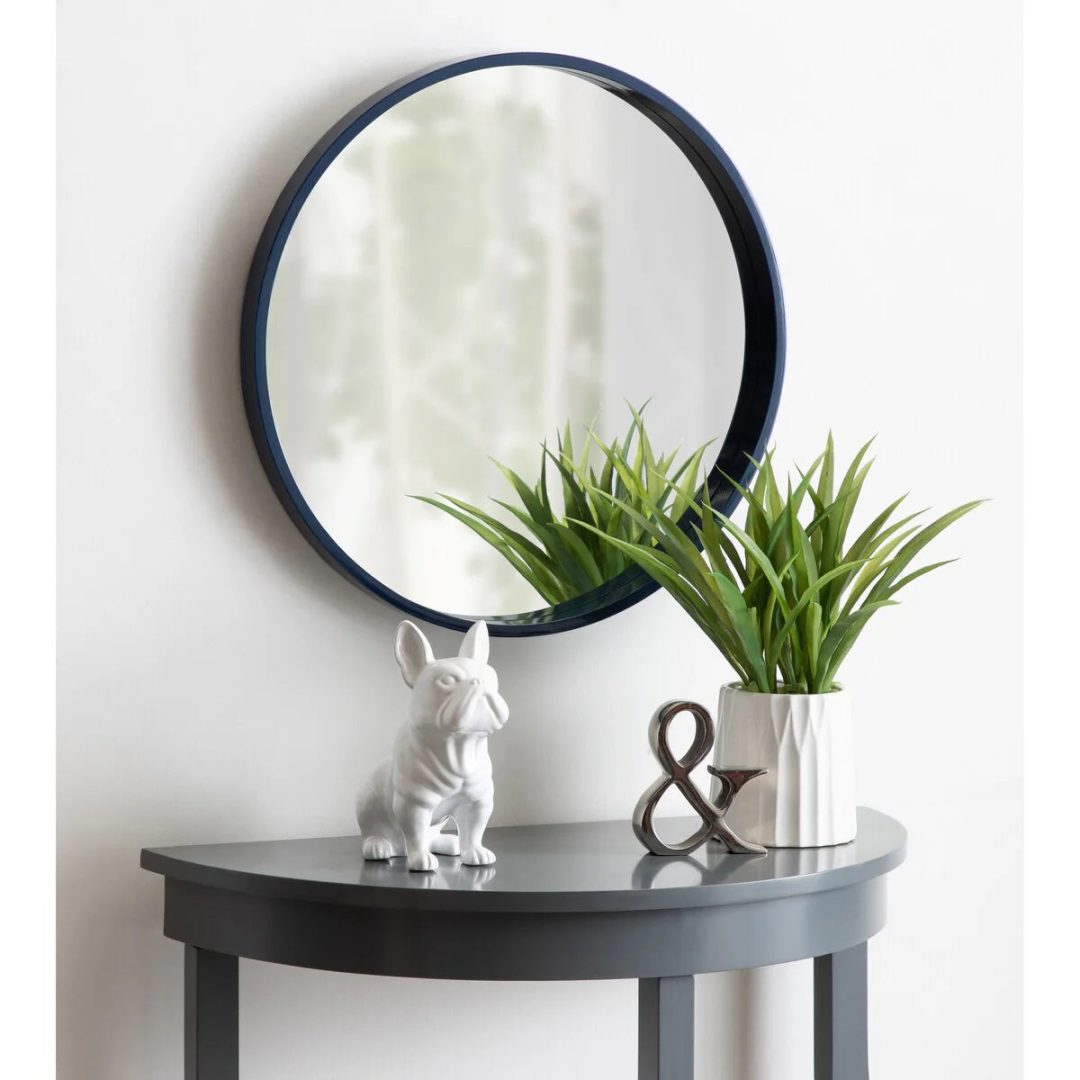 ZenVora Round Wood Accent Wall Mirror, Modern Decorative Wooden Frame Mirror for Living Room, Bedroom and Entryway