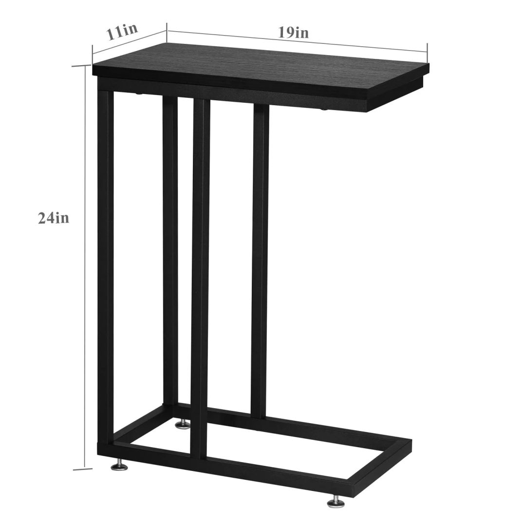 ZenVora Set of 2 C-Shaped Sofa Side Tables, Small End Tables for Living Room, Bedside and TV Tray