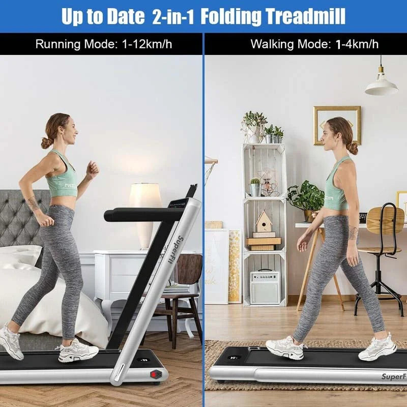 ZenVora 2-in-1 Folding Electric Treadmill, 2.25 HP, Under-Desk, with Dual Display and Smart App Control