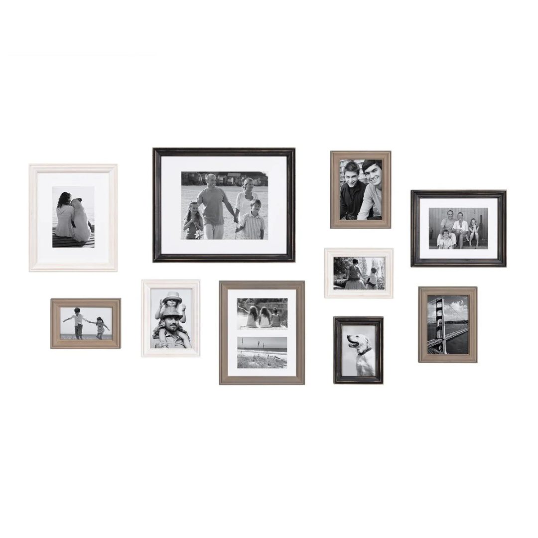 ZenVora 10-Piece Wood Gallery Wall Picture Frame Set, Decorative Photo Display Frames for Living Room, Bedroom and Home Decor