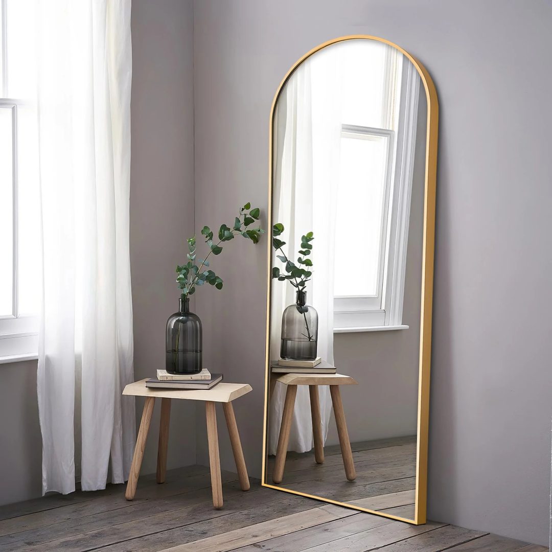 ZenVora Arched Full Length Floor Mirror, Large Full Body Standing and Wall Mounted Mirror for Bedroom, Living Room and Home Decor