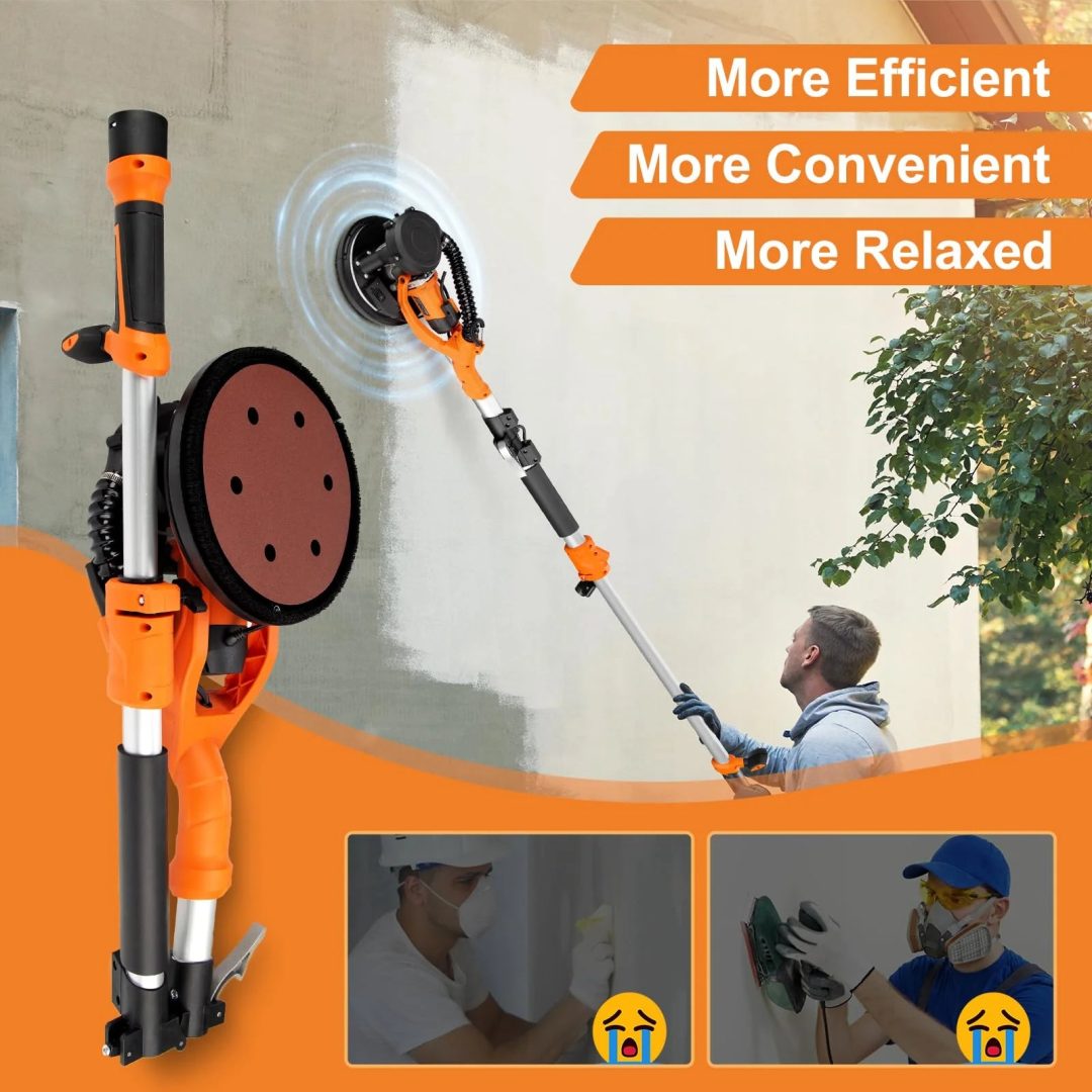 ZenVora 1000W Drywall Sander with Vacuum and LED Light, Electric Wall and Ceiling Sander with Dust Collection