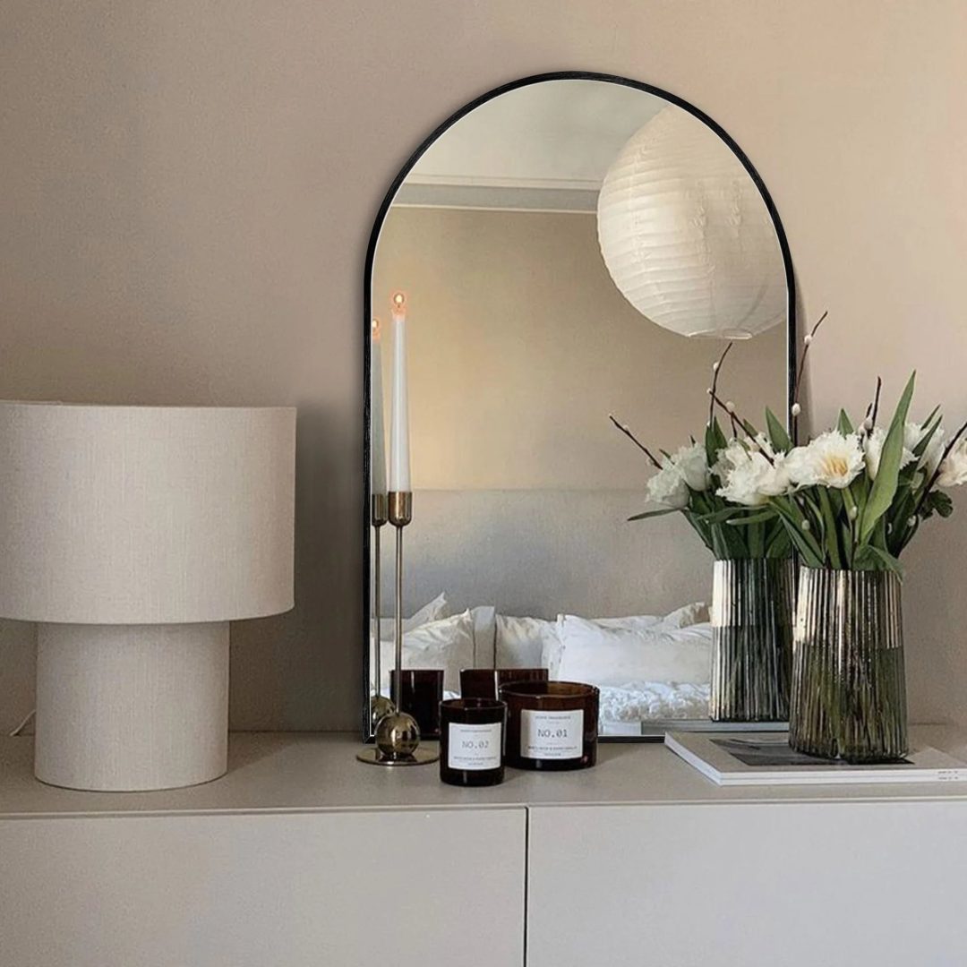 ZenVora Modern Arch Aluminum Bathroom Wall Mirror, Wall Mounted Vanity Mirror for Bathroom, Bedroom and Home Decor