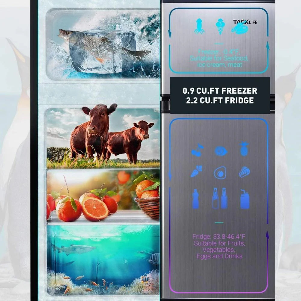 ZenVora Mini Fridge with Freezer, 3.1 Cu.Ft Small Refrigerator, Compact Refrigerator with LED Light