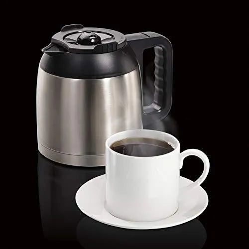 ZenVora Programmable Thermal Coffee Maker, Single Serve and Full Pot, Compatible with Pods or Grounds, Black and Stainless
