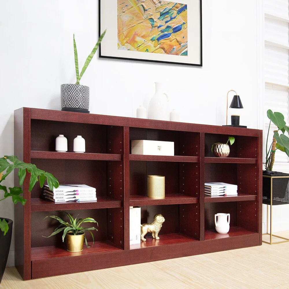 ZenVora Triple Wide Wood Bookcase, 9 Shelf 36 Inch Tall Bookshelf for Home, Office and Display Storage