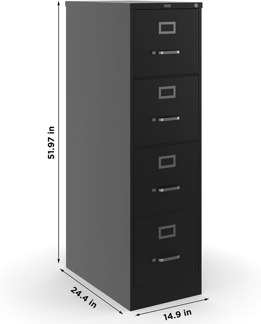 ZenVora 4-Drawer Lockable File Cabinet, Black, 25-Inch D x 15-Inch W