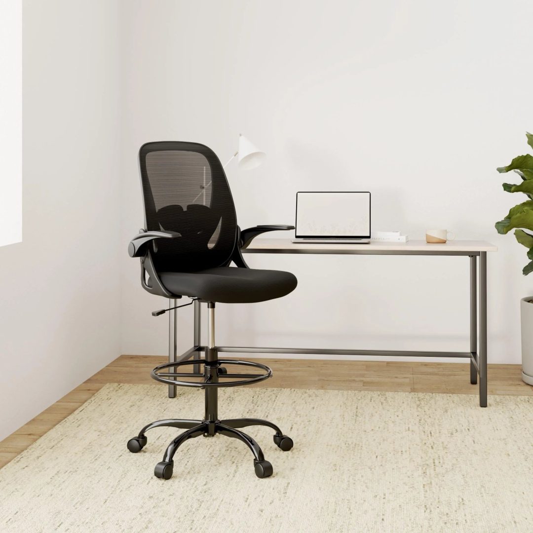 ZenVora Ergonomic Drafting Chair - Tall Office Chair with Lumbar Support and Adjustable Height