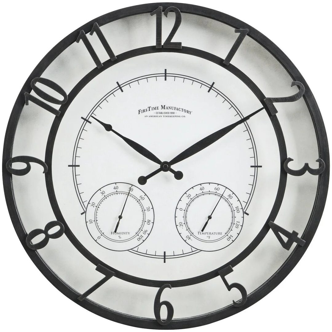 ZenVora 18" Bronze-Tone Outdoor Wall Clock, Weather-Resistant Plastic, Farmhouse Style