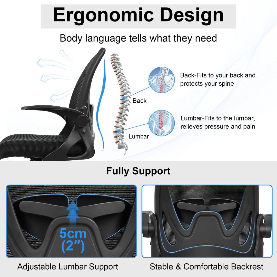 ZenVora Ergonomic Drafting Chair - Tall Office Chair with Lumbar Support and Adjustable Height