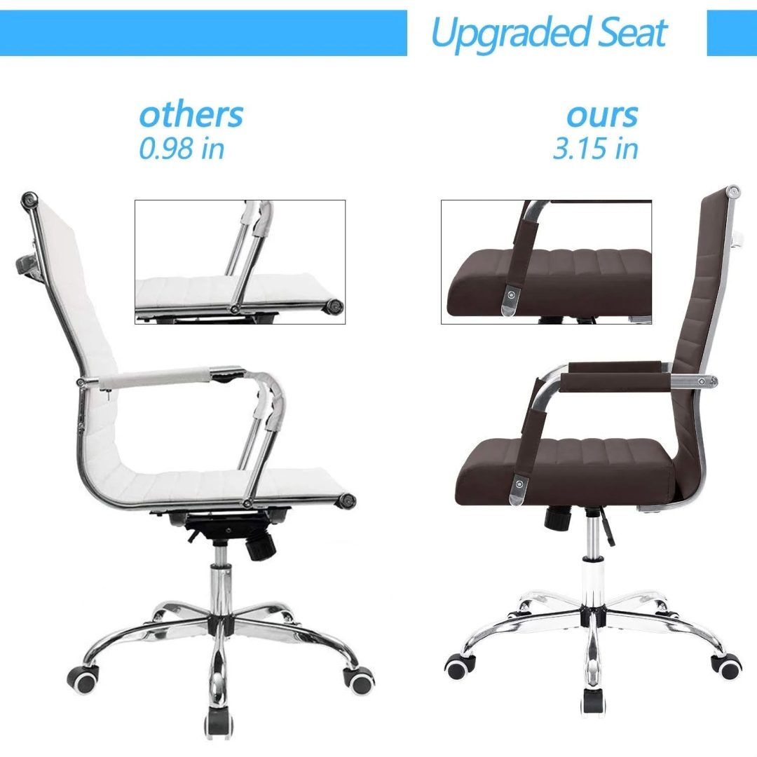 ZenVora Ergonomic Ribbed Office Chair, Modern Computer Desk Chair with Comfortable Upholstered Seat for Home and Office