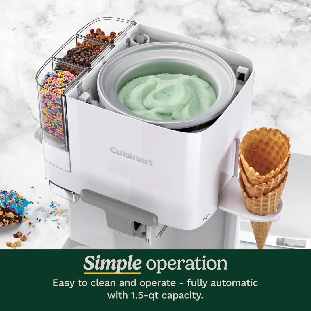 ZenVora 1.5 Qt Soft Serve Ice Cream Machine – 3 Built-In Mix-In Dispensers with Warming Plate