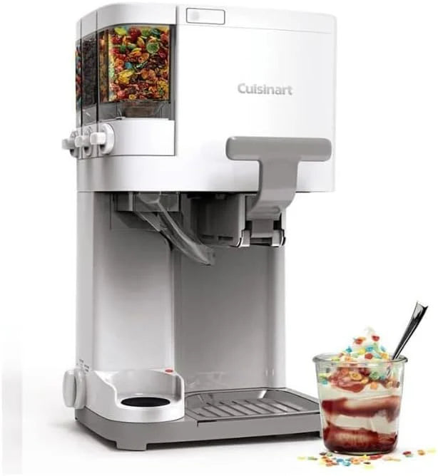 ZenVora 1.5 Qt Soft Serve Ice Cream Machine – 3 Built-In Mix-In Dispensers with Warming Plate