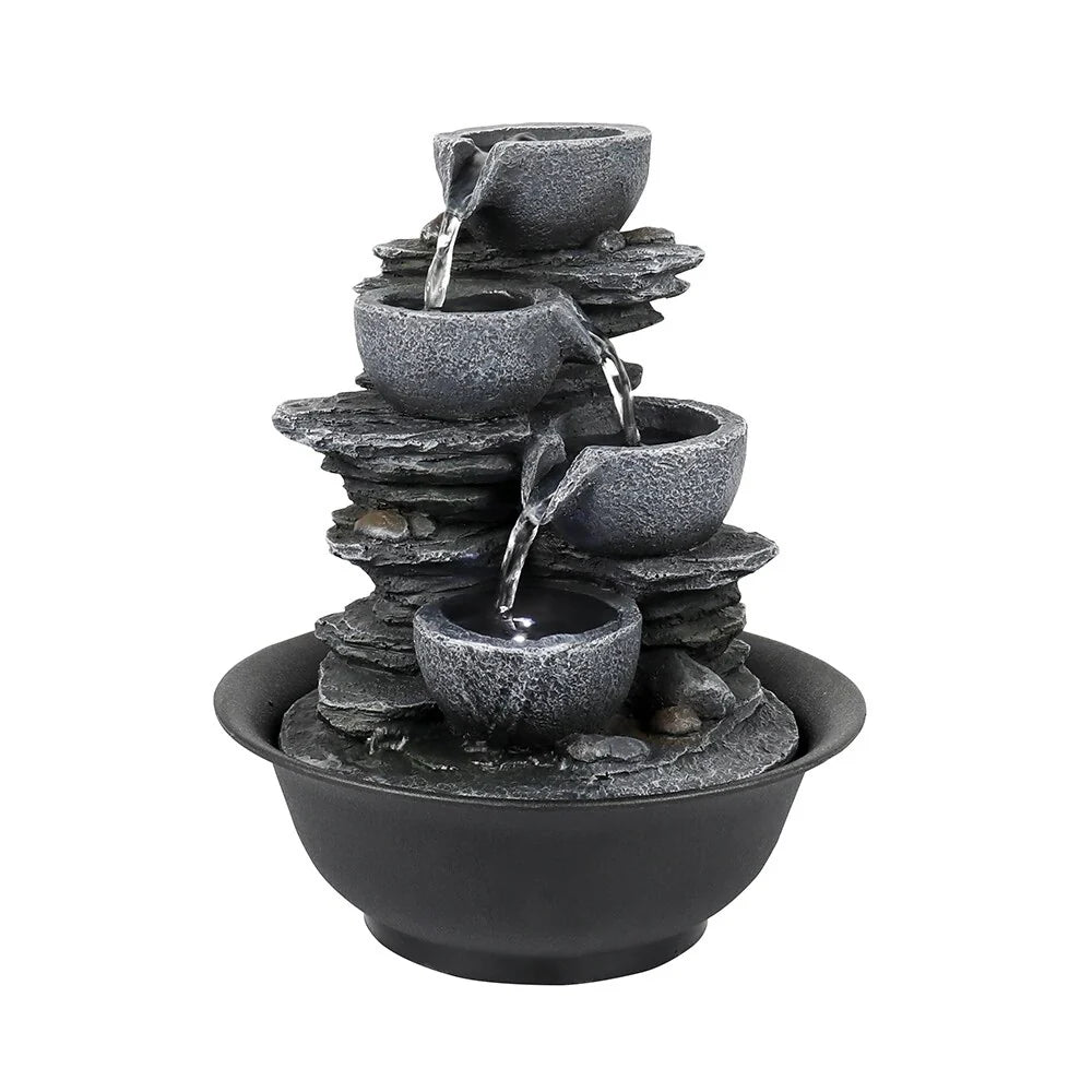 ZenVora 4-Tier Indoor Water Fountain, Relaxing Waterfall Feature for Home, Living Room and Bedroom Decor