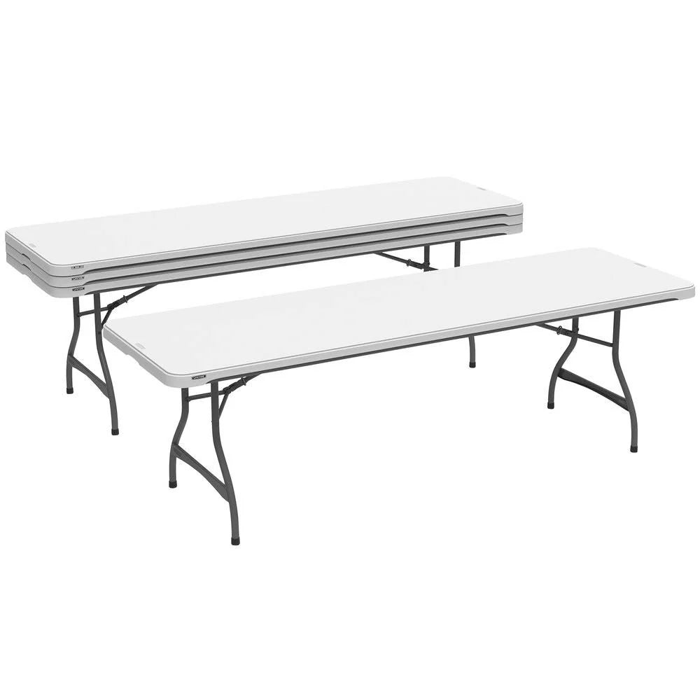 ZenVora 4-Pack Commercial 8-Ft. Folding Tables, Stacking, White