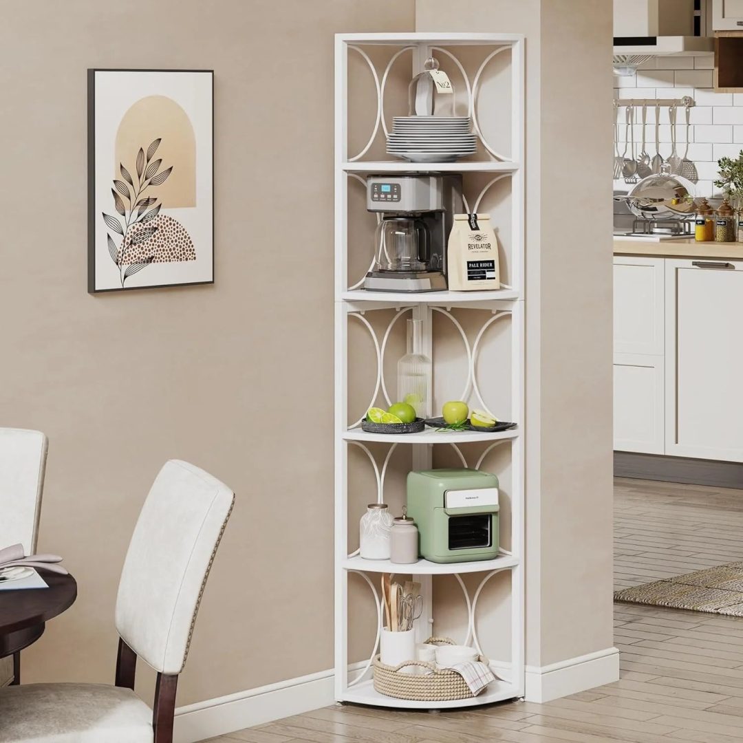 ZenVora 67 Inch Tall Corner Shelf, Freestanding Corner Bookshelf and Storage Shelving Unit
