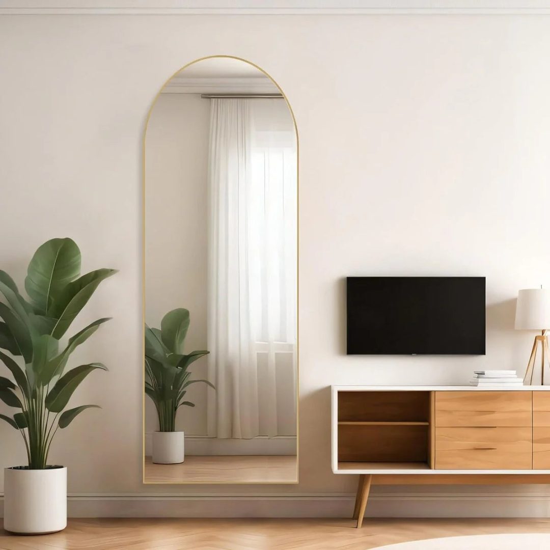 ZenVora Full Length Mirror with Stand, Aluminum Alloy Frame Full Body Floor Mirror for Bedroom and Cloakroom