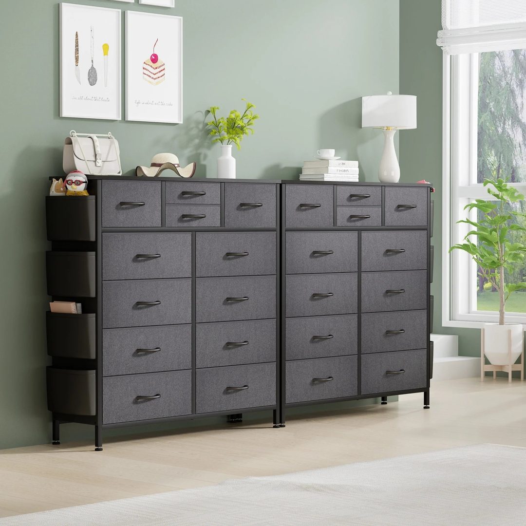 ZenVora 12 Drawer Fabric Dresser, Tall Bedroom Chest of Drawers with Storage