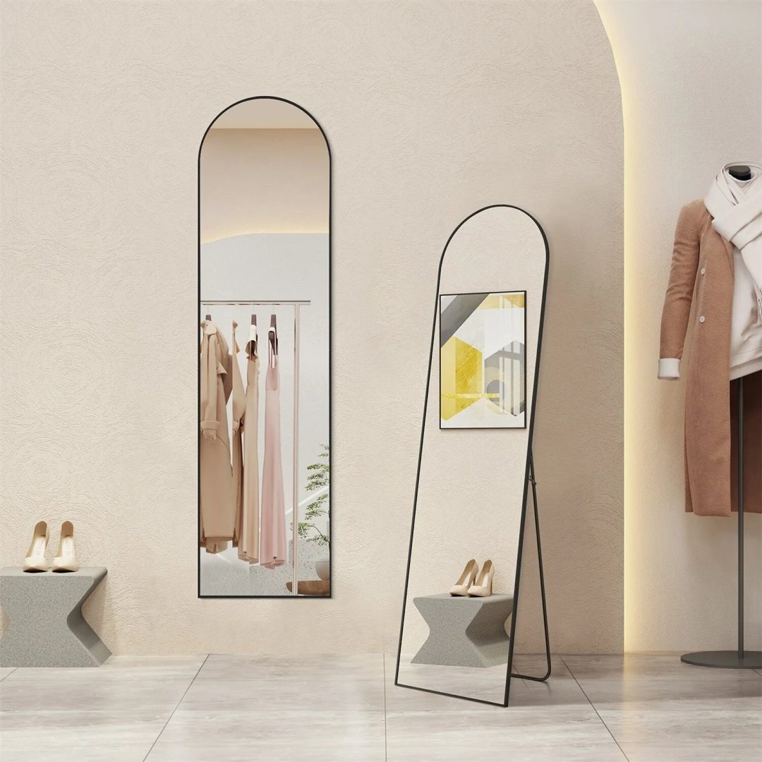 ZenVora Full Length Mirror with Stand, Aluminum Alloy Frame Full Body Floor Mirror for Bedroom and Cloakroom